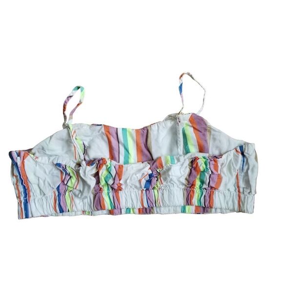 H&M LEMLEM Rainbow Multi Stripe Crop Top & Short Set XL 5 0289 - Picture 7 of 11